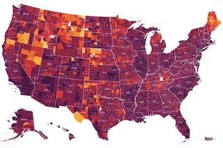 NY Times US Covid map as of 1/15/22 