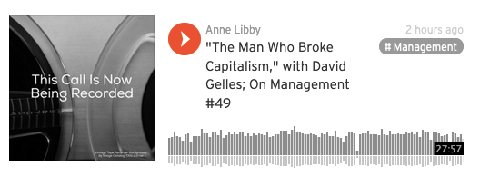 Thumbnail of audio discussion with David Gelles, link to soundcloud to listen