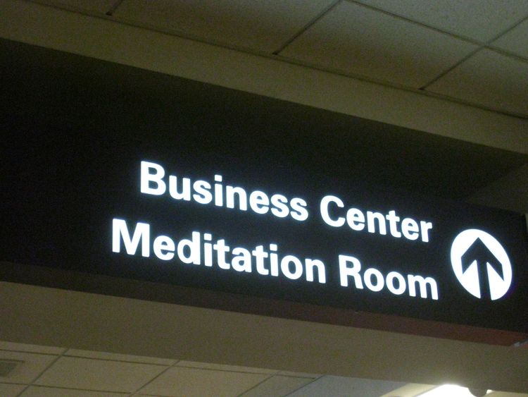 Signage from Albany Airport:  Business Center, Meditation Room